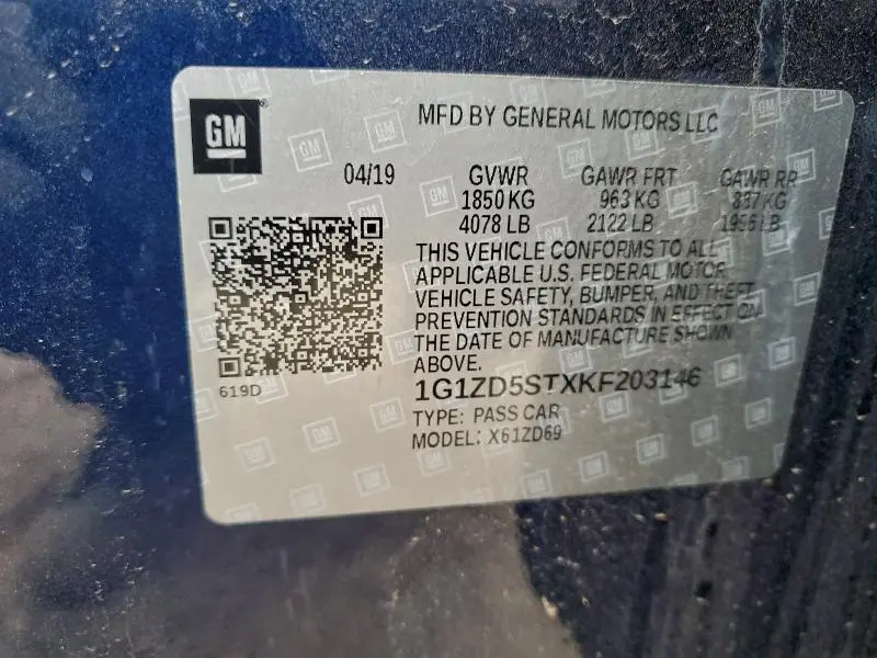 2019 CHEVROLET MALIBU LT  