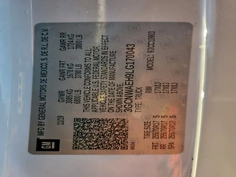 2020 CHEVROLET SILVERADO C1500  