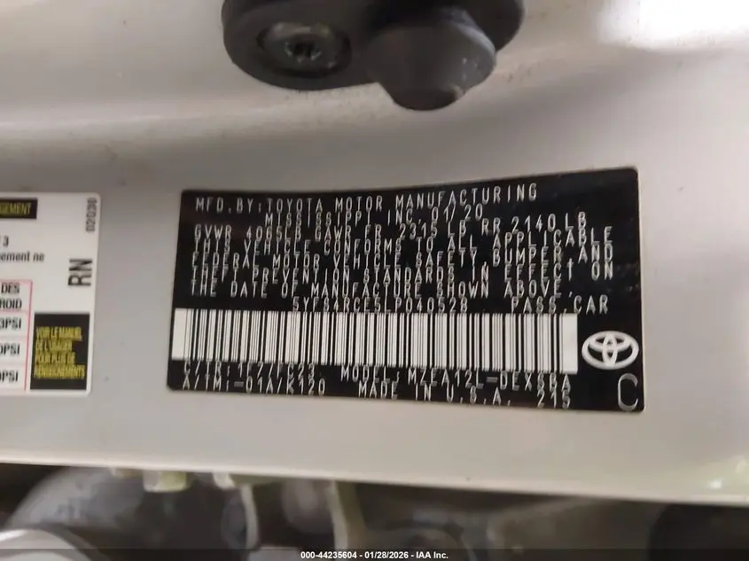 2020 TOYOTA COROLLA SE