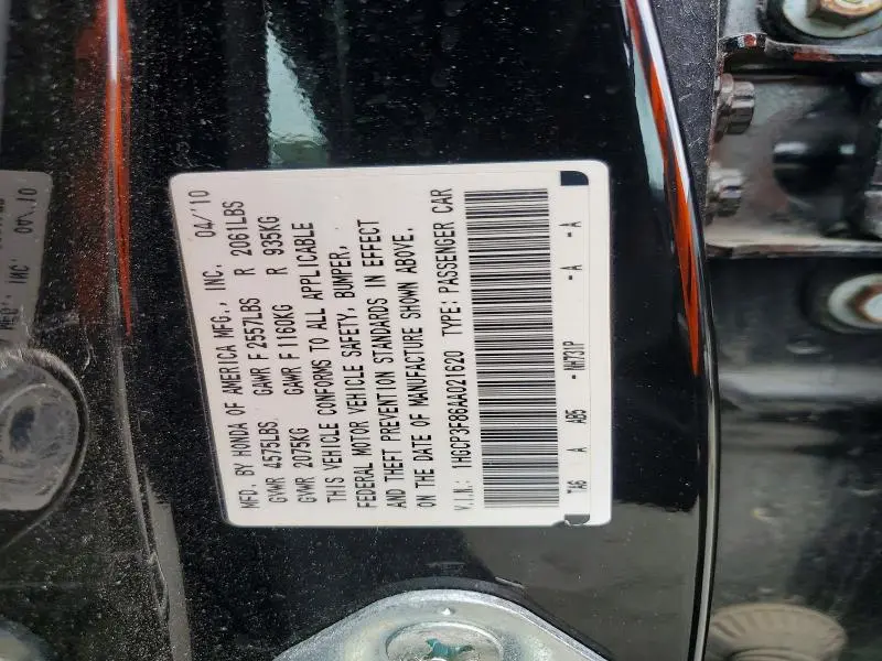 2010 HONDA ACCORD EXL  