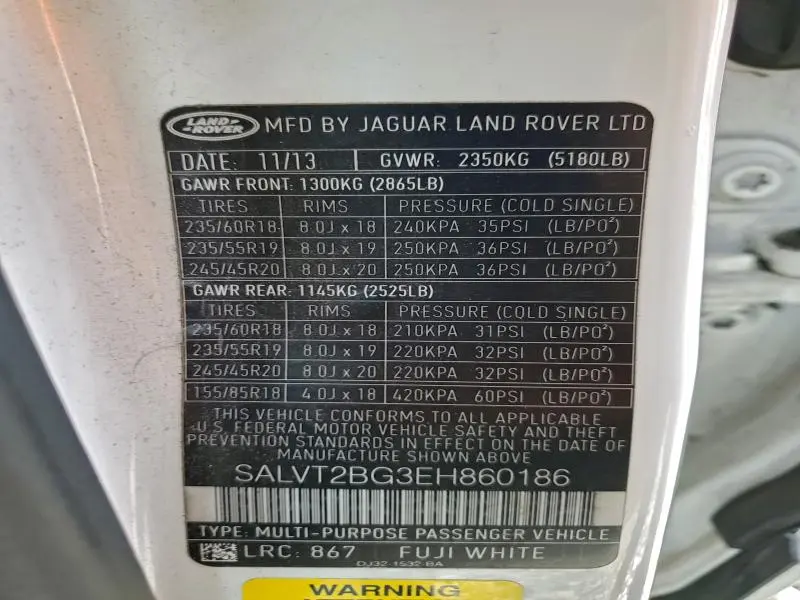 2014 LAND ROVER RANGE ROVER EVOQUE DYNAMIC PREMIUM  