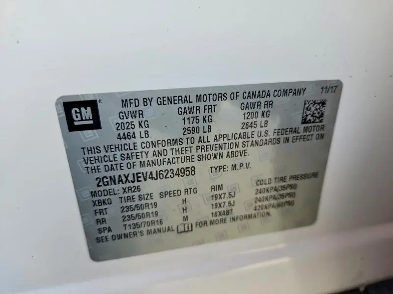 2018 CHEVROLET EQUINOX LT  