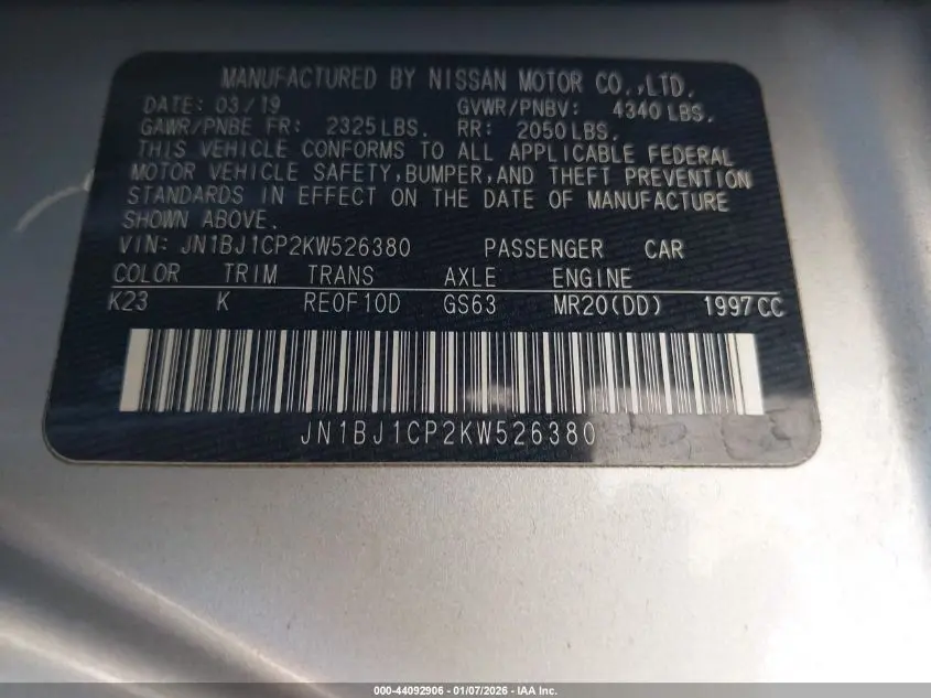 2019 NISSAN ROGUE SPORT SL