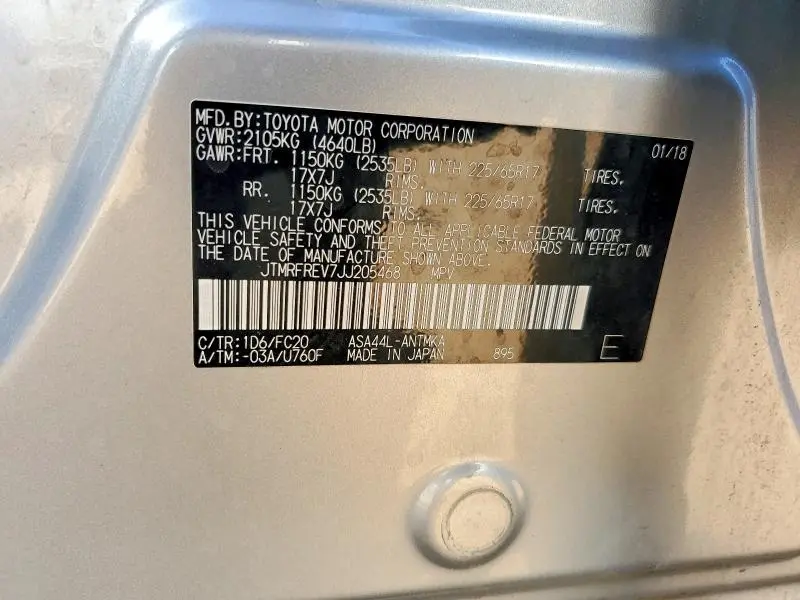 2018 TOYOTA RAV4 XLE  