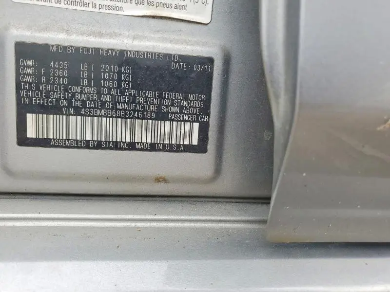 2011 SUBARU LEGACY 2.5I PREMIUM  