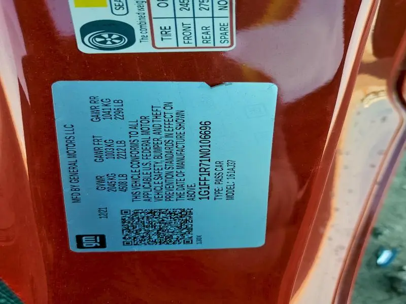 2022 CHEVROLET CAMARO LT1  