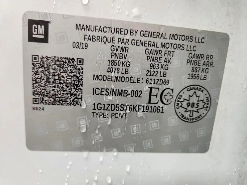 2019 CHEVROLET MALIBU LT  