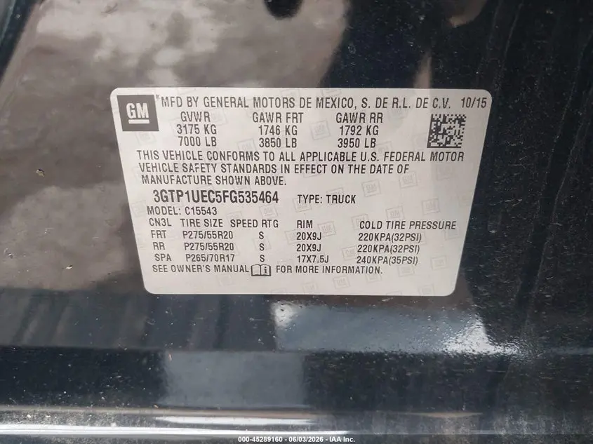 2015 GMC SIERRA 1500 SLE