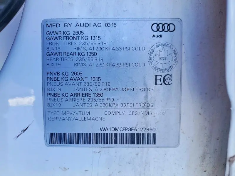 2015 AUDI Q5 TDI PREMIUM PLUS  