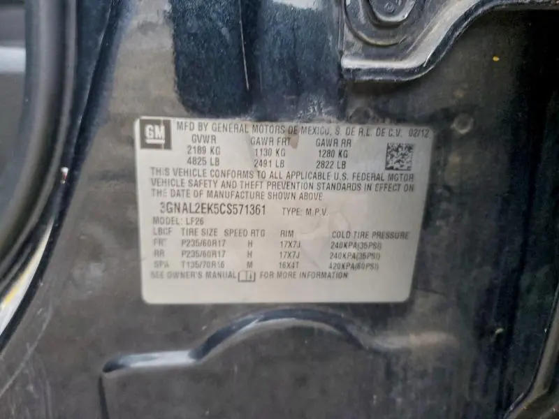 2012 CHEVROLET CAPTIVA SPORT  