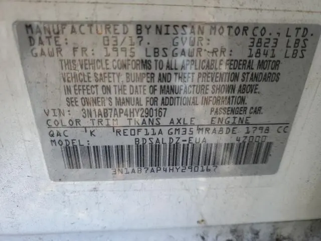 2017 NISSAN SENTRA S  