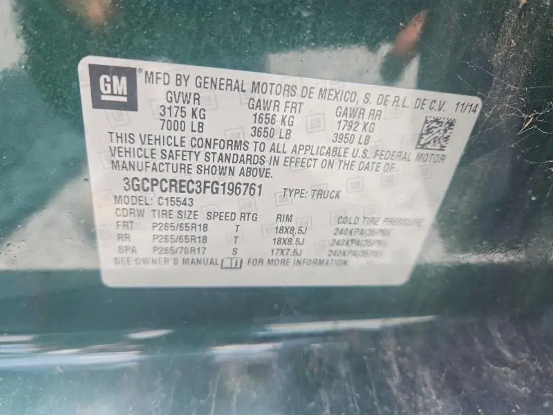 2015 CHEVROLET SILVERADO C1500 LT  