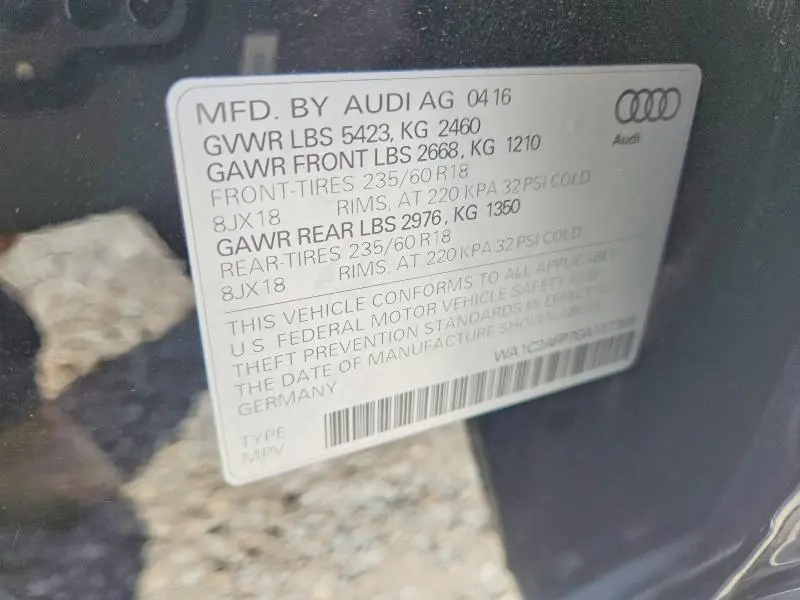 2016 AUDI Q5 PREMIUM  