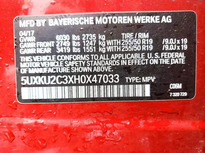 2017 BMW X6 XDRIVE35I  