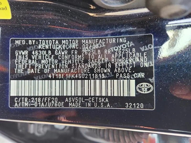 2016 TOYOTA CAMRY SE  