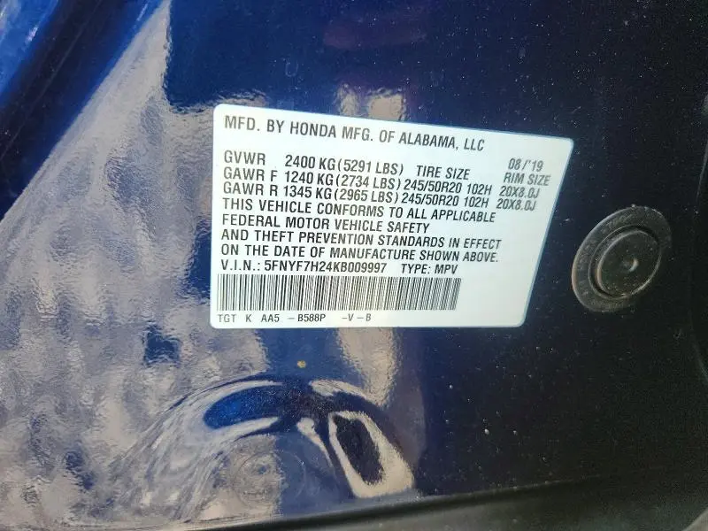 2019 HONDA PASSPORT SPORT  