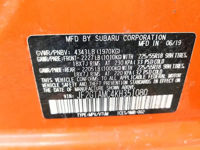 2019 SUBARU CROSSTREK LIMITED  