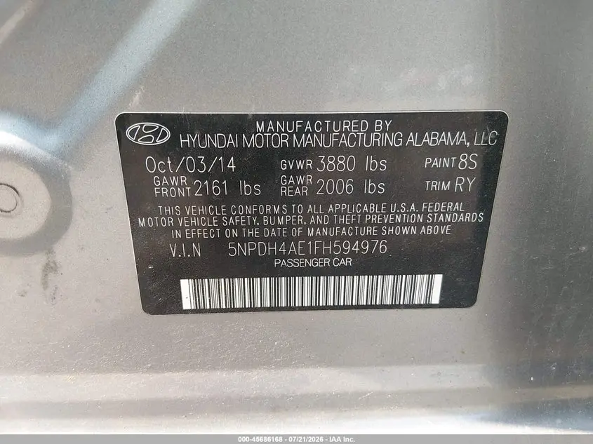 2015 HYUNDAI ELANTRA SE