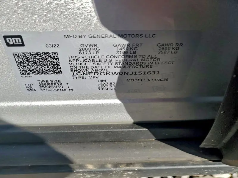 2022 CHEVROLET TRAVERSE LT  