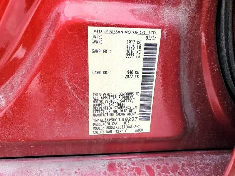 2017 NISSAN ALTIMA 2.5 SL  