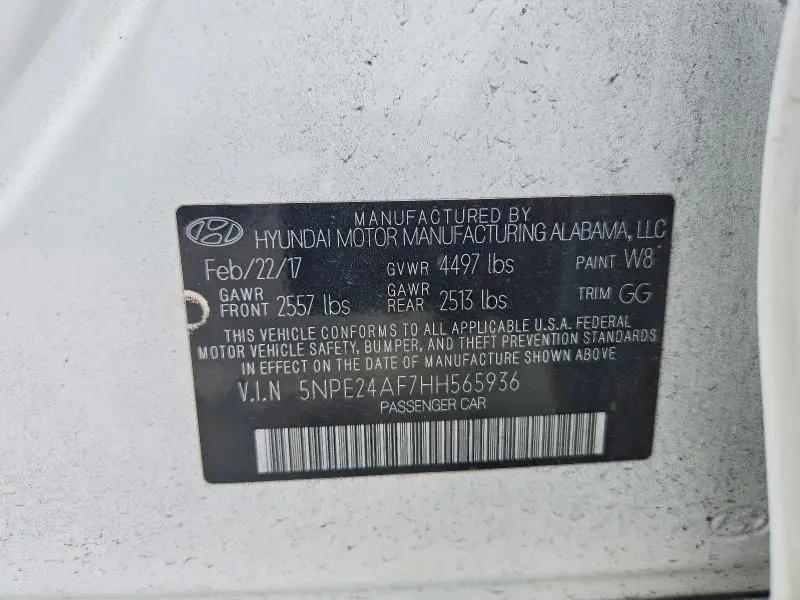 2017 HYUNDAI SONATA SE  