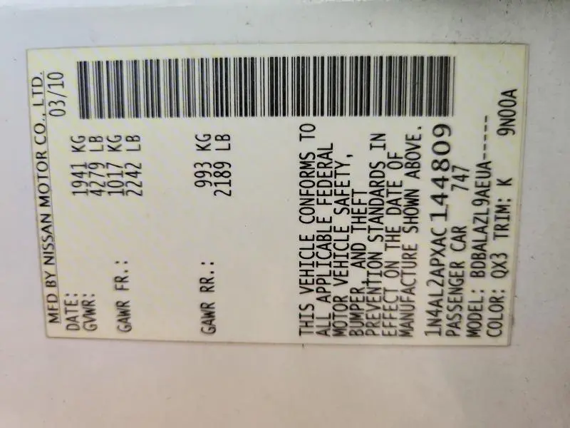 2010 NISSAN ALTIMA 2.5  