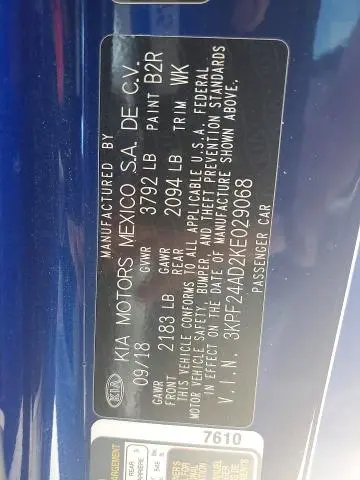 2019 KIA FORTE FE  