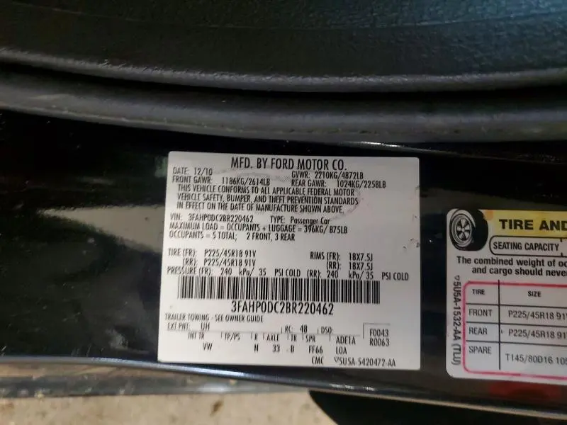 2011 FORD FUSION SPORT  