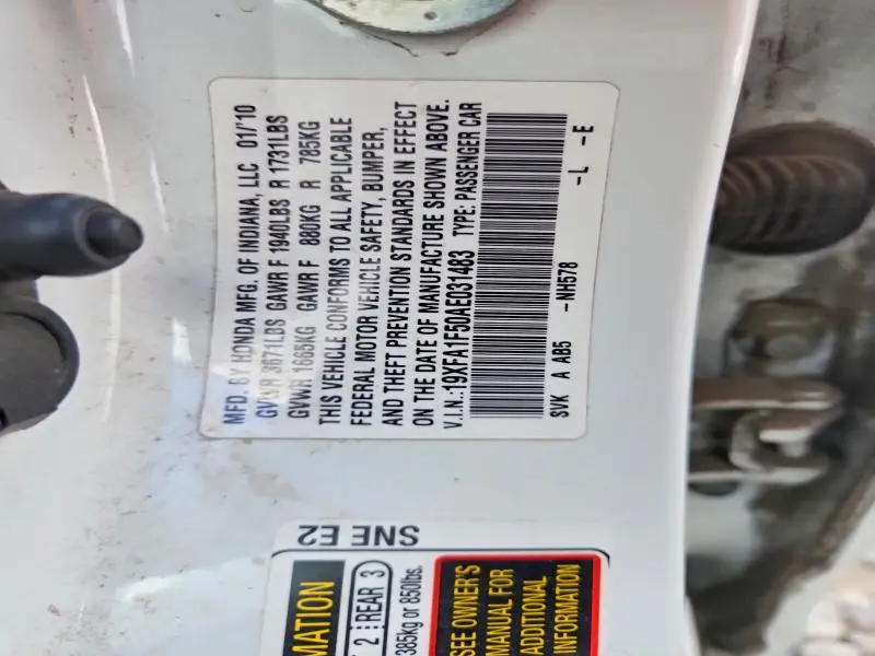 2010 HONDA CIVIC LX  