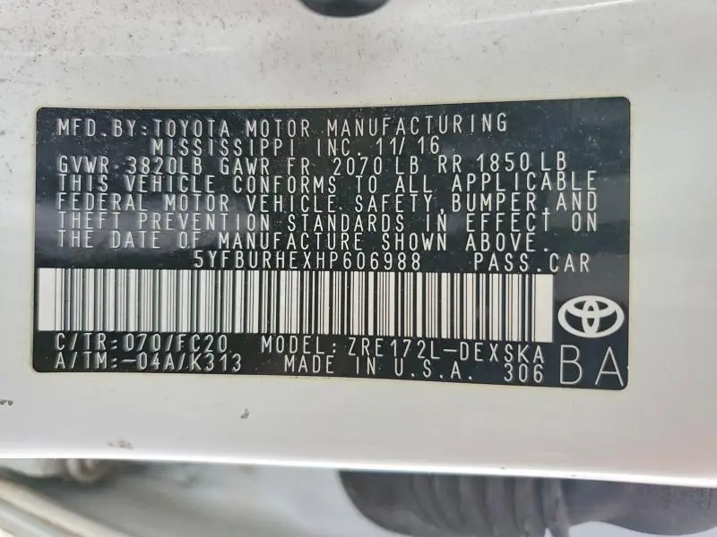 2017 TOYOTA COROLLA 50TH ANNIVERSARY SPECIAL EDITI  