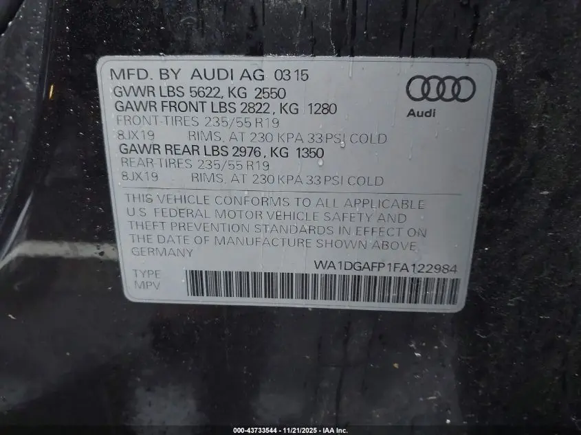 2015 AUDI Q5 3.0T PREMIUM PLUS