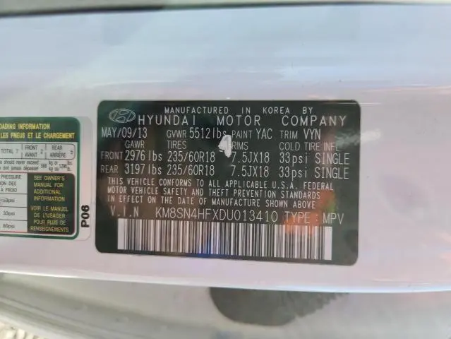 2013 HYUNDAI SANTA FE GLS  