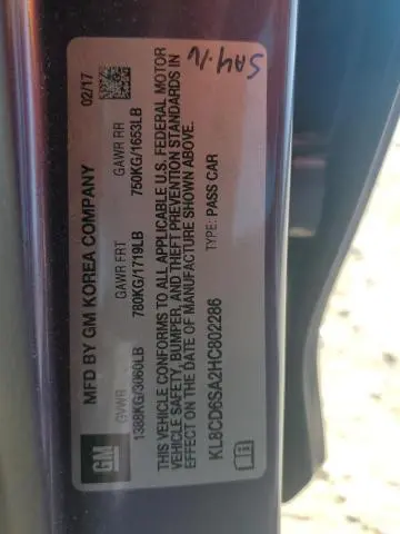 2017 CHEVROLET SPARK 1LT  