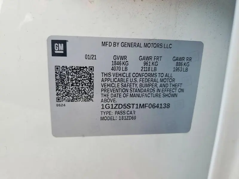 2021 CHEVROLET MALIBU LT  