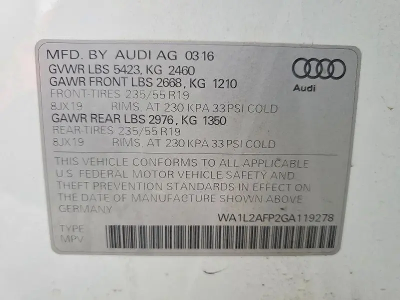 2016 AUDI Q5 PREMIUM PLUS  