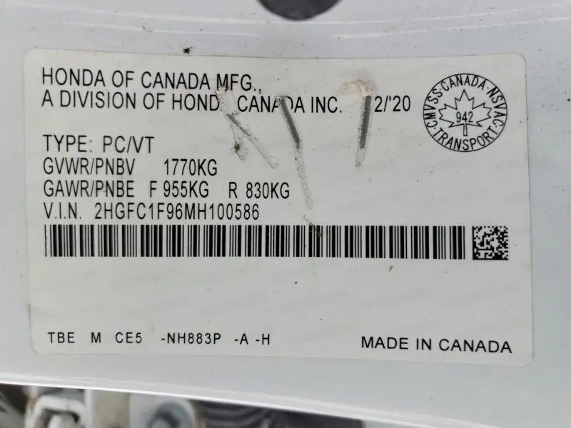 2021 HONDA CIVIC TOURING  