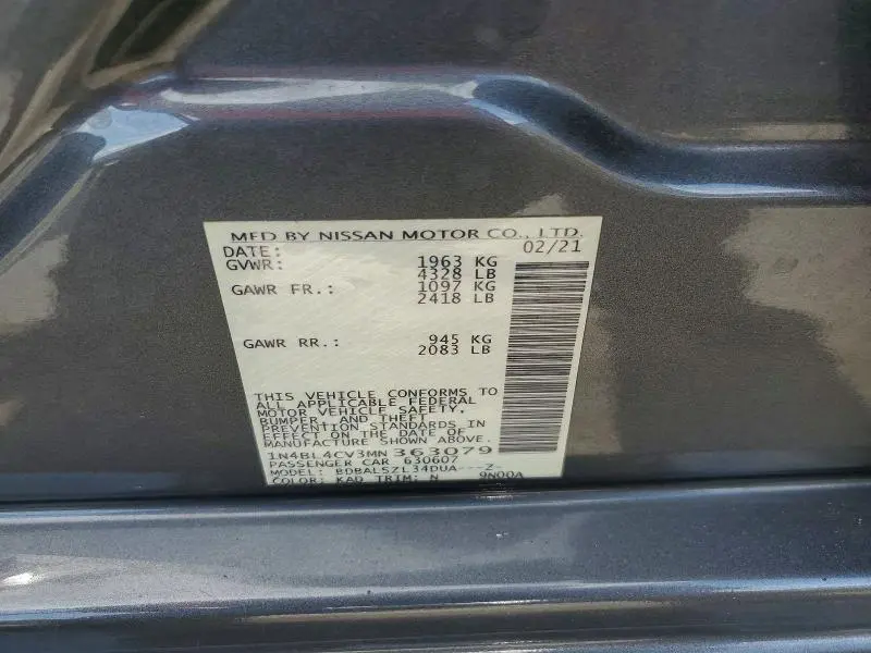 2021 NISSAN ALTIMA SR  