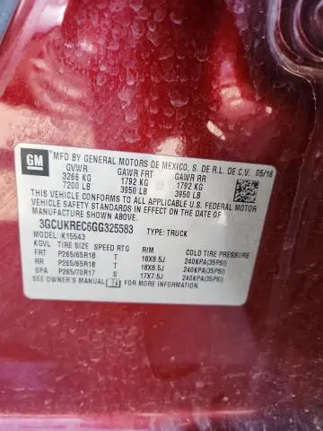 2016 CHEVROLET SILVERADO K1500 LT  