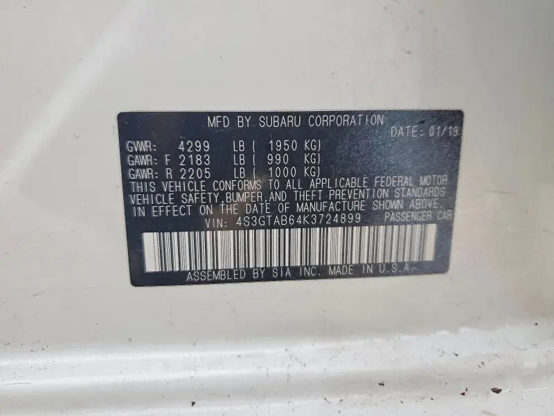 2019 SUBARU IMPREZA   