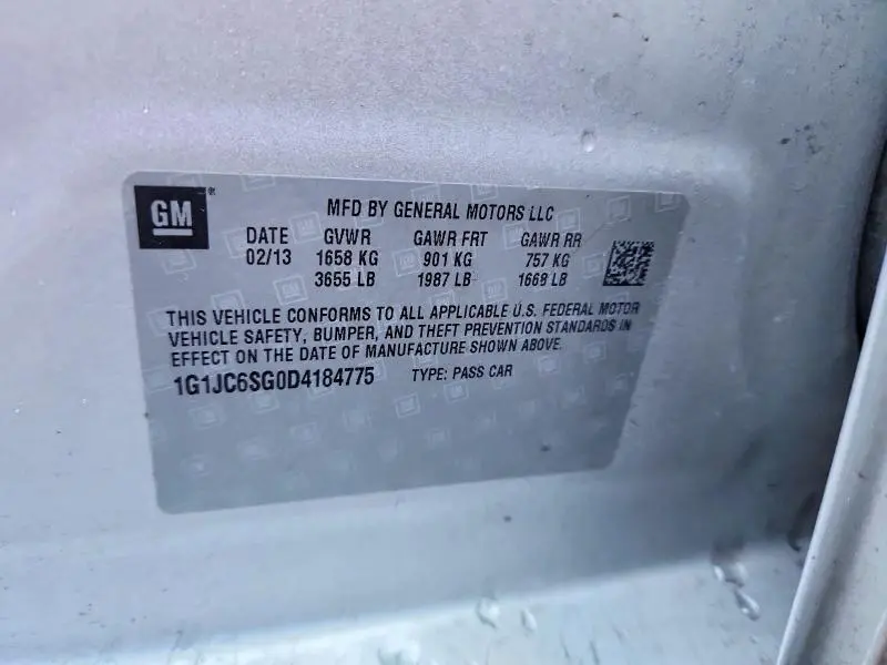 2013 CHEVROLET SONIC LT  