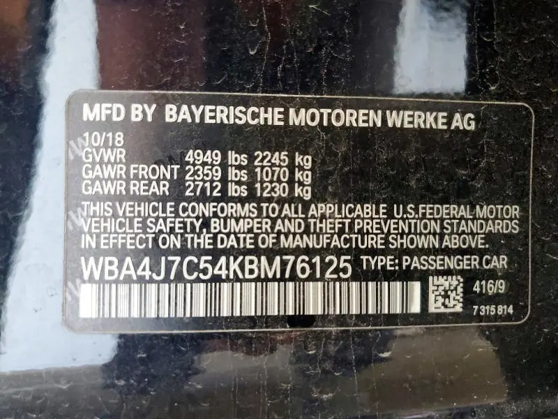 2019 BMW 440XI GRAN COUPE  