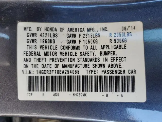 2014 HONDA ACCORD EX  