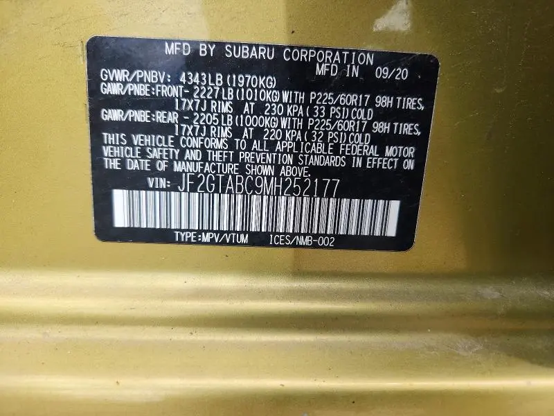 2021 SUBARU CROSSTREK   