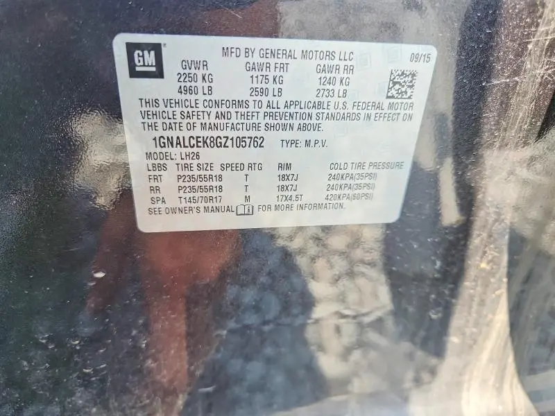 2016 CHEVROLET EQUINOX LT  