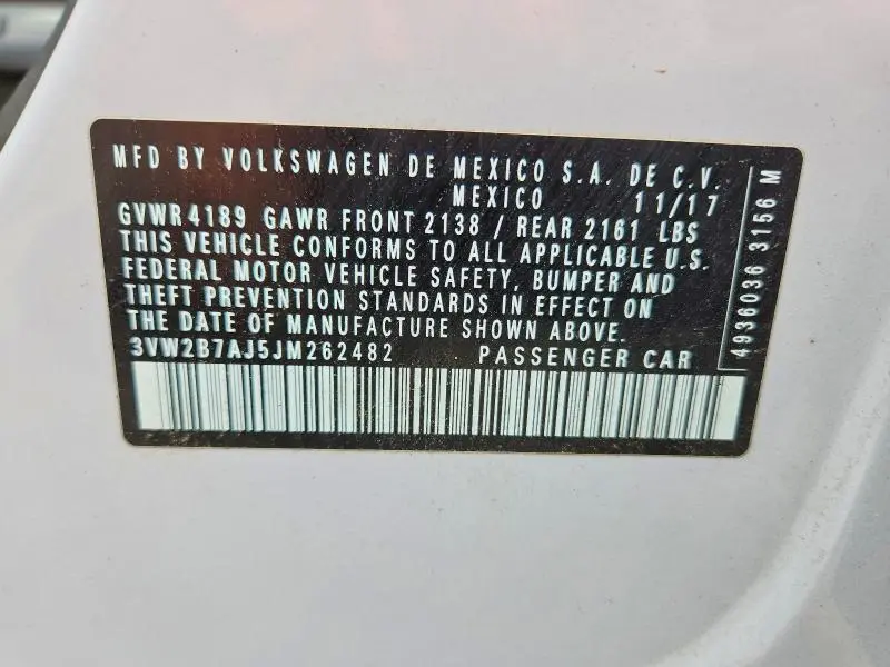 2018 VOLKSWAGEN JETTA S  