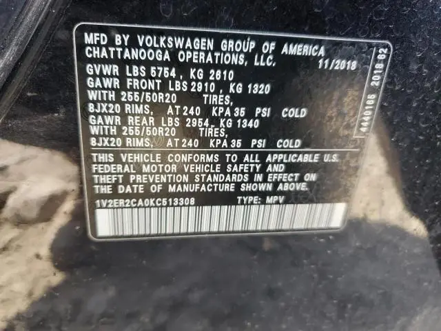 2019 VOLKSWAGEN ATLAS SEL  