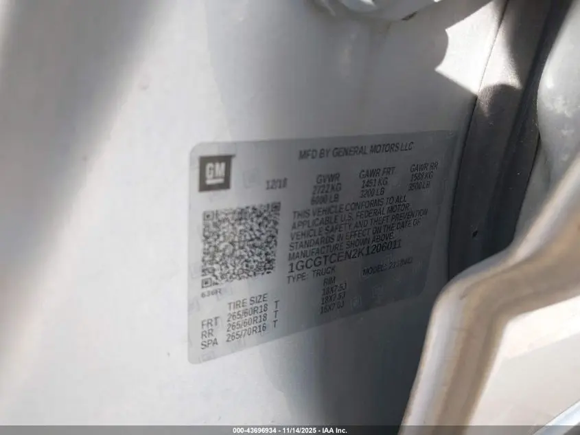 2019 CHEVROLET COLORADO LT