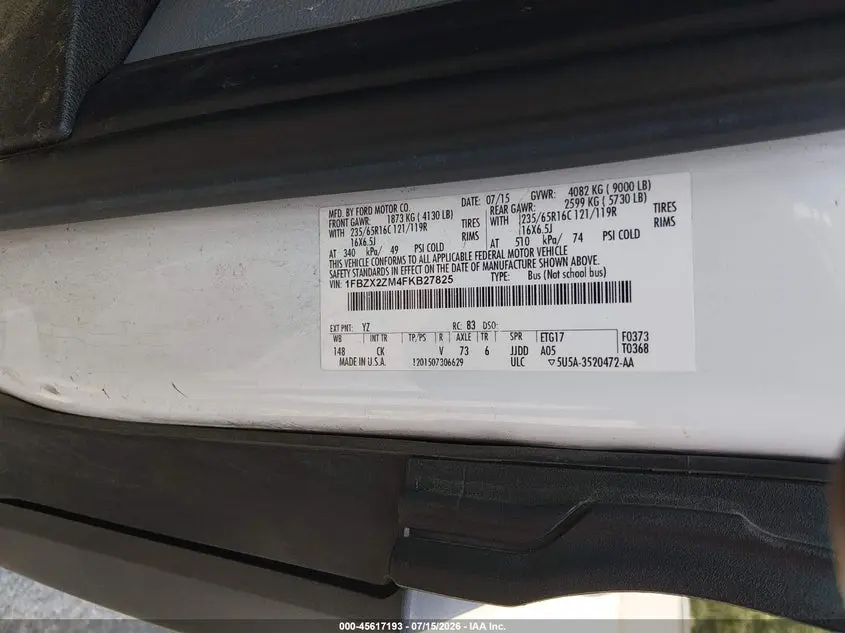 2015 FORD TRANSIT-350 XLT