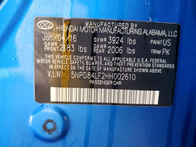 2017 HYUNDAI ELANTRA SE  