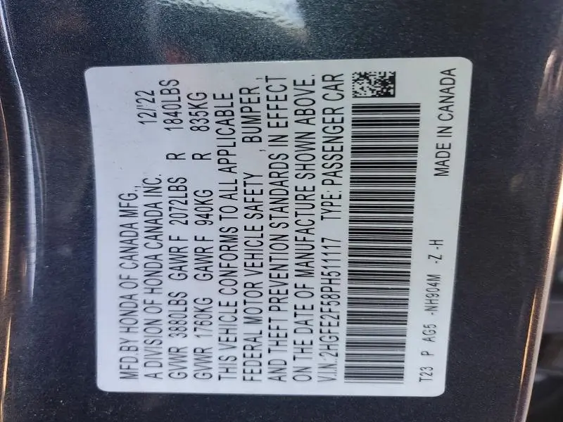 2023 HONDA CIVIC SPORT  
